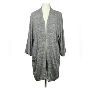 Wilfred Free Aritzia Open Knit Cardigan Gray Medium 3/4 Sleeve Lightweight Layer